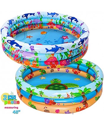 JOYIN 2 Pack 47" Baby Pool Float Kiddie Pool Inflatable Baby Swimming Pool with 3 Rings Summer Fun for Children Indoor and Outdoor Water Game Play Center for Toddlers