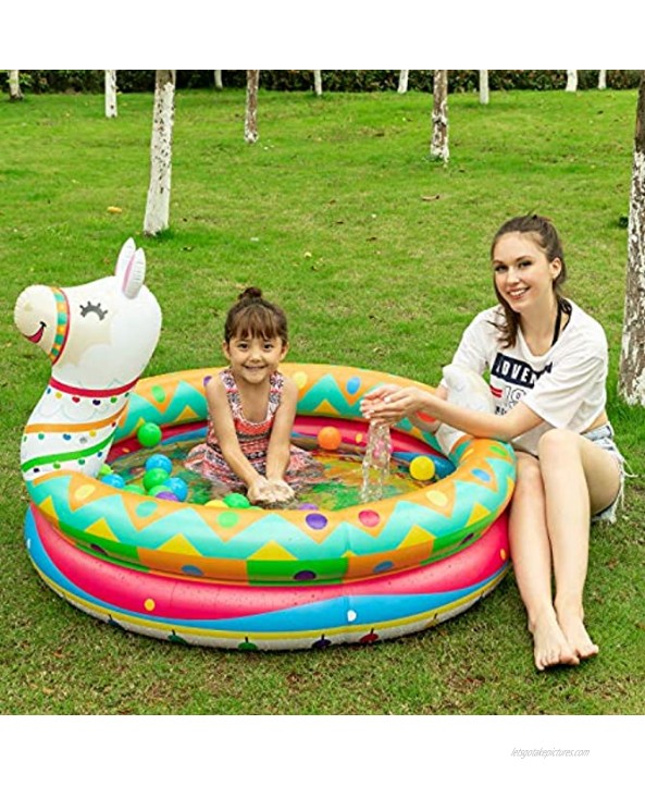 JOYIN Inflatable Kiddie Pool Unicorn Llama 2 Ring Summer Fun Swimming Pool for Kids Water Pool Baby Pool for Summer Fun 47 inches for Ages 3+