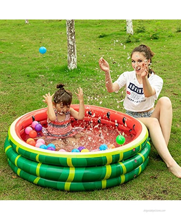 JOYIN Inflatable Kiddie Pool Watermelon Donuts Pizza 3 Ring Summer Fun Swimming Pool for Kids Water Pool Baby Pool for Summer Fun 47 inches for Ages 3+