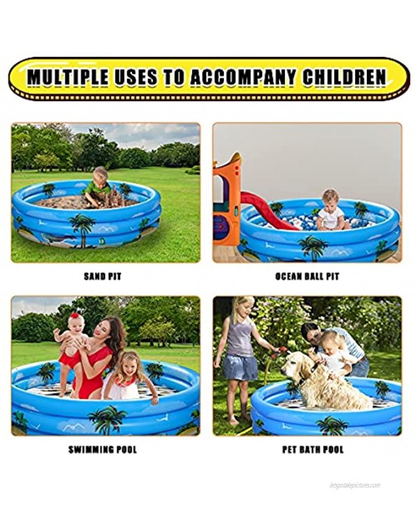 NEOFORMERS Kiddie Pool 3 Rings Inflatable Swimming Pool for Kids Toddlers Babies 47” Indoor Outdoor Garden Backyard Summer Fun Water Park Game Play Center Beach