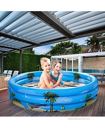 NEOFORMERS Kiddie Pool 3 Rings Inflatable Swimming Pool for Kids Toddlers Babies 47” Indoor Outdoor Garden Backyard Summer Fun Water Park Game Play Center Beach