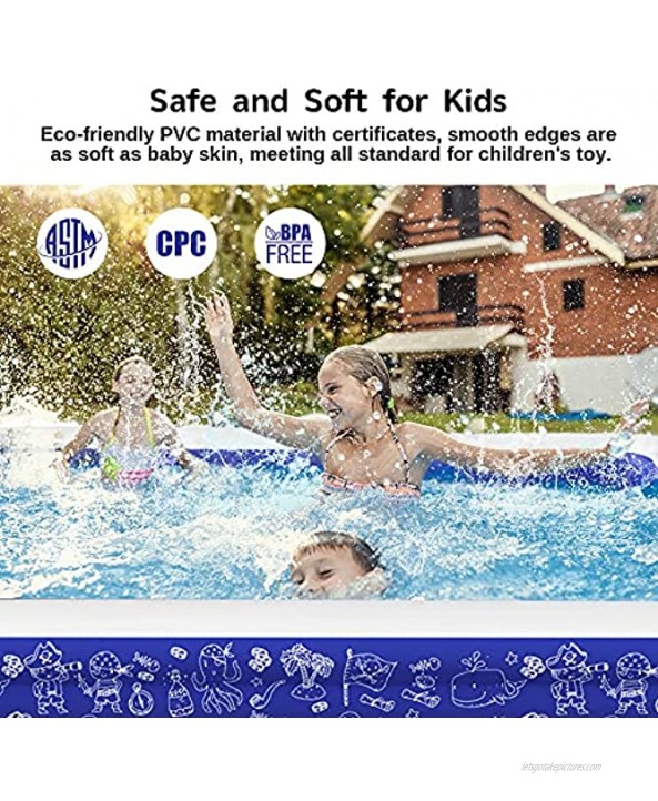 Phansra Inflatable Pool Family Swimming Pool for Kids Toddlers Adults 100 x 72 x 22 Full-Sized Blow Up Pool Lounge Pool for Outdoor Garden Backyard Summer Water Party Blue