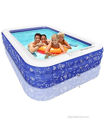 Phansra Inflatable Pool Family Swimming Pool for Kids Toddlers Adults 100" x 72" x 22" Full-Sized Blow Up Pool Lounge Pool for Outdoor Garden Backyard Summer Water Party Blue