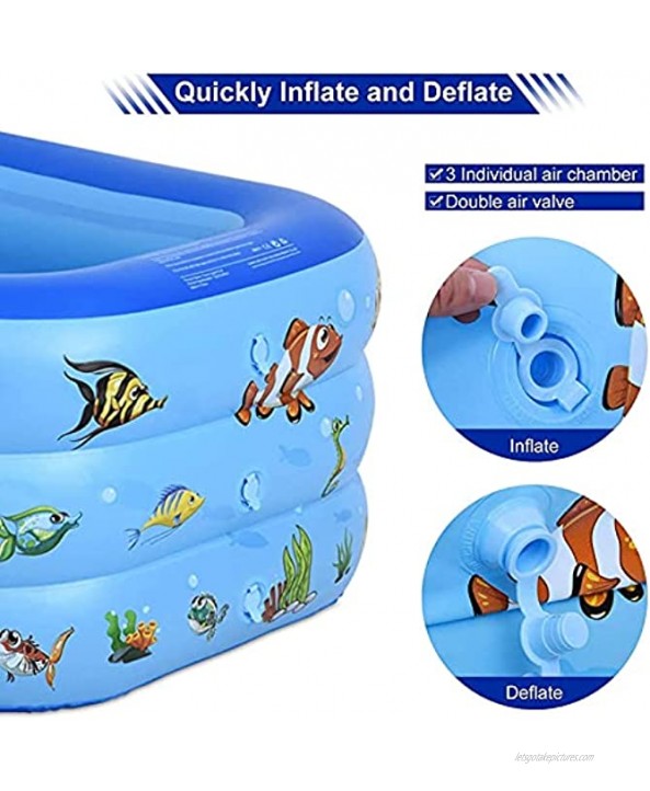 Sararoom Inflatable Kiddie Swimming Pool for Kids Family Lounge Pools with Patches Rectangular Large Pool for Outdoors Garden Backyard-48.4x29.5x18 inch Suggesting Hold 1 Kid
