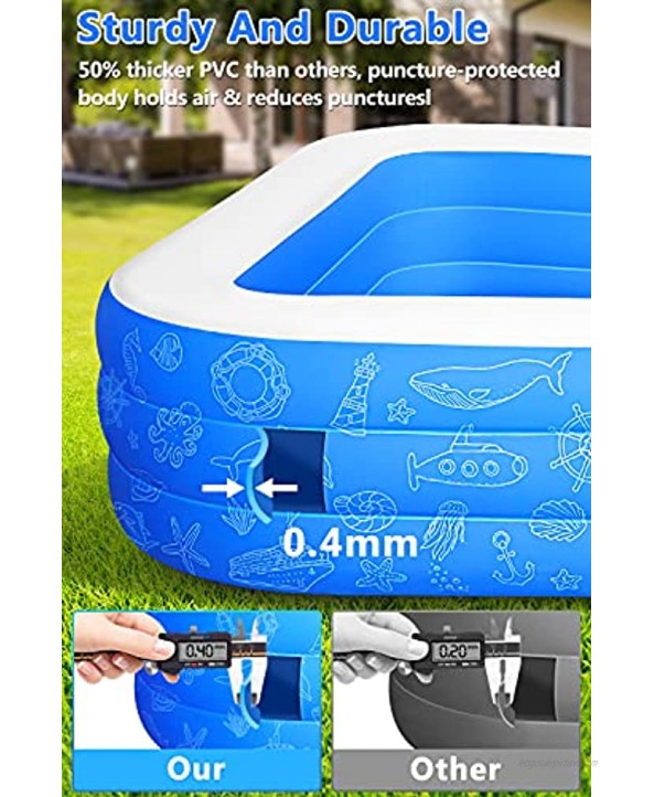 Semai Family Inflatable Swimming Pool 118x72x22 Full-Sized Inflatable Lounge Pool for Kiddie Kids Adults Toddlers for Ages 3+ ,Swimming Pool for Backyard,Outdoor （Blue+White）