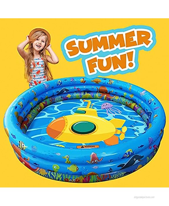 Set of 2 Inflatable Swimming Pool 47 inch Summer Fun in Garden Backyard Pit Ball 3 Rings Play Float Toy
