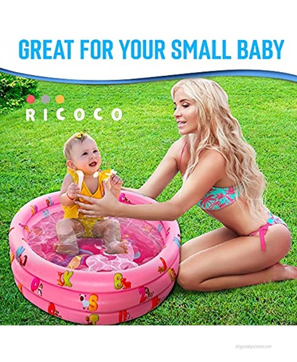 Small Pool for Kids Small Kiddie Pool Baby Pool for Kids 1-3 Years Mini Pool for Toddlers & Infants 32Inch Small Inflatable Swimming Kiddie Pools for Outside and Inside Durable Material Pink