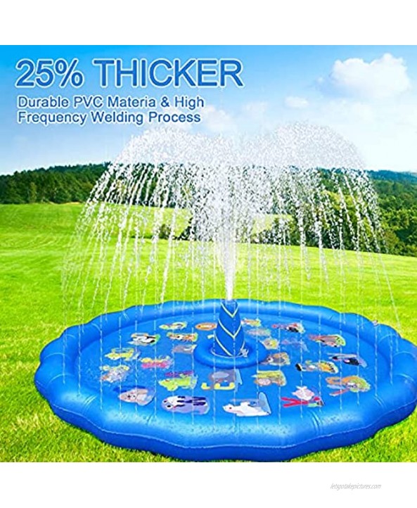 Splash Pad Outside Pool 3-in-1 67 Kids Inflatable Sprinkler Water Play Fountain Mat with Play Rings for Outdoor Yard and Safe for Children 3-8