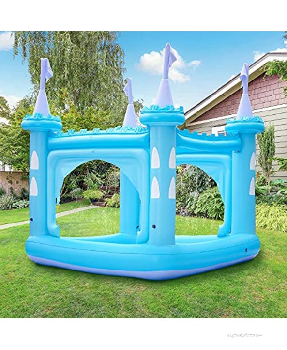 Teamson Kids Inflatable Castle Kiddie Pool Play Center with Sprinkler Blue with Pump