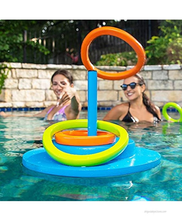 Texas Recreation Floating Foam Ring Toss Game for Swimming Pools Caribbean Coral