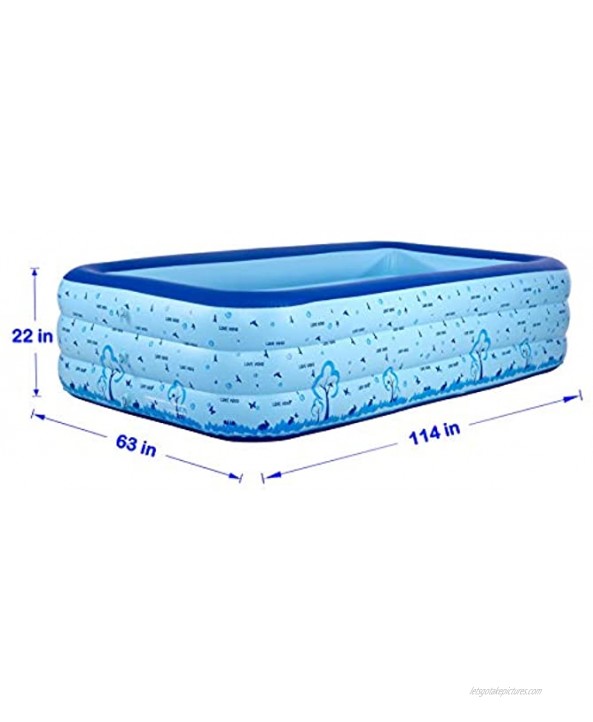 WELLFUNTIME Family Inflatable Swimming Pool Inflatable Kiddie Pool Air Pump and Water Guns Included Garden Backyard Outdoor Summer Water Party 114 x 63 x 22 in