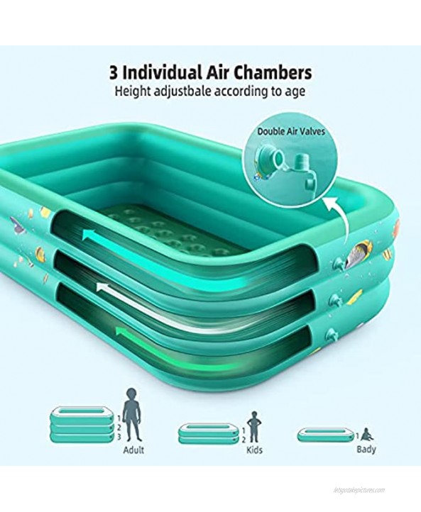 ZATK Inflatable Swimming Pool for Kids Thickened Bottom Blow up Pool 81''x51''x20'' Ocean Pattern Family Pools for Kiddie Toddler and Adult Summer Inflate Pools for Backyard Outdoor Garden Party