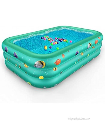ZATK Inflatable Swimming Pool for Kids Thickened Bottom Blow up Pool 81''x51''x20'' Ocean Pattern Family Pools for Kiddie Toddler and Adult Summer Inflate Pools for Backyard Outdoor Garden Party
