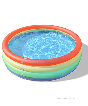 Zoetime Round Inflatable Kiddie Pool 59" X 16" Kid Summer Mini Swimming Pool Portable 4 Ring Infant Kiddy Toddlers Baby Paddling Pool Water Game Play Center for Backyard Garden Outdoor Party Age 2-6