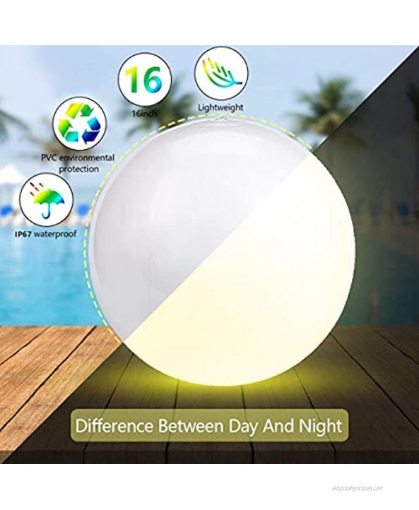 2pcs Light Up Pool Floats LED Beach Ball Volleyball Pool Toys 16 Colors Glow Ball 16'' Inflatable Floating Ball with Remote The Dark Party Indoor Outdoor Decorations Birthday Gift for Kids and Adult