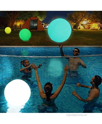 2pcs Light Up Pool Floats LED Beach Ball Volleyball Pool Toys 16 Colors Glow Ball 16'' Inflatable Floating Ball with Remote  The Dark Party Indoor Outdoor Decorations Birthday Gift for Kids and Adult