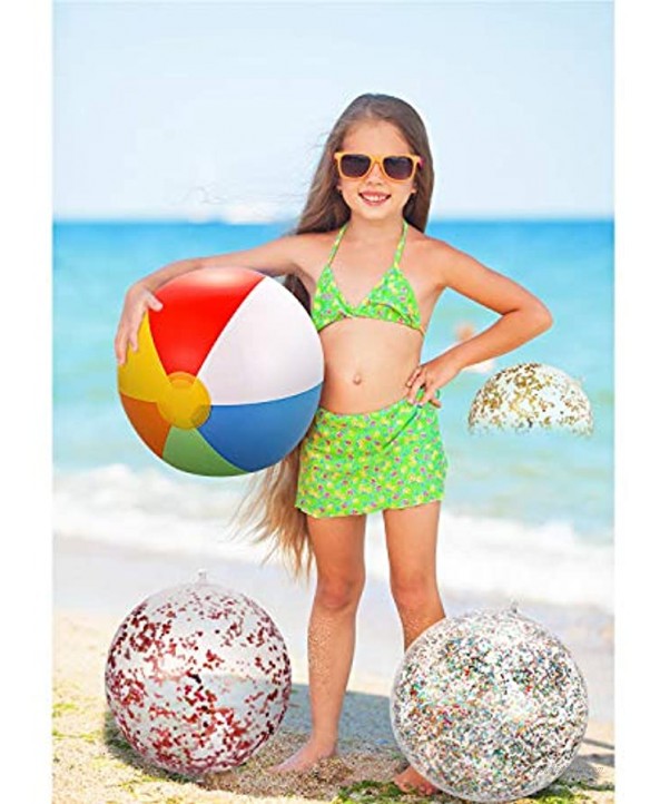 6 Pieces Inflatable Beach Ball Set Includes 3 Rainbow Beach Balls 3 Glitter Beach Balls Confetti Colorful Beach Balls for Hawaii Luau Party Summer Beach Water Play Ball Gold Rose Gold Multicolor