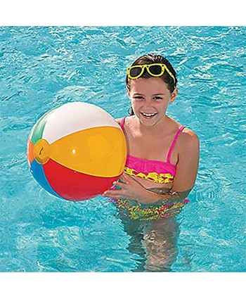 Beach Balls [3 Pack] 20" Inflatable Beach Balls for Kids Beach Toys for Kids & Toddlers Pool Games Summer Outdoor Activity Classic Rainbow Color by 4E's Novelty