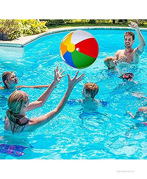 Beach Balls [3 Pack] 20 Inflatable Beach Balls for Kids Beach Toys for Kids & Toddlers Pool Games Summer Outdoor Activity Classic Rainbow Color by 4E's Novelty