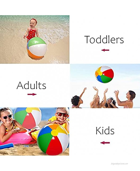 Beach Balls [3 Pack] 20 Inflatable Beach Balls for Kids Beach Toys for Kids & Toddlers Pool Games Summer Outdoor Activity Classic Rainbow Color by 4E's Novelty