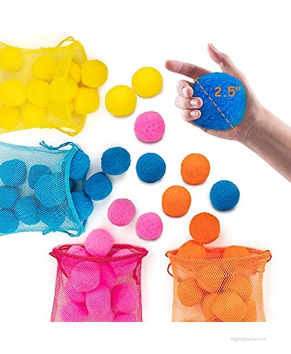 beetoy Water Splash Balls 48 Pcs&4 Mesh Bags,Water Fight Toys and Pool Beach Party Favors for Kids and Adults ,Reusable and Highly Absorbent Cotton,Perfect for Outdoor Games