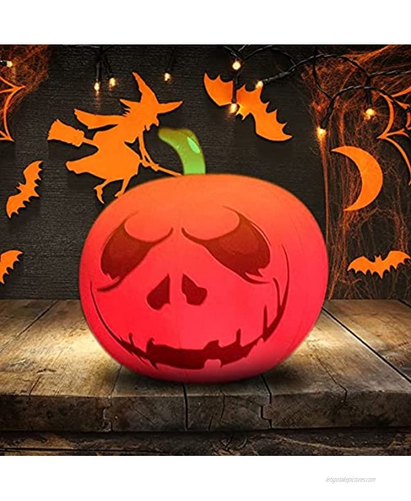 Celendi Halloween Decorations Pool Toys 13 Colors Pumpkin Glow Ball 16'' Inflatable LED Light Up Beach Ball with Remote Glow in The Dark Party Supplies for Beach Indoor Outdoor Games