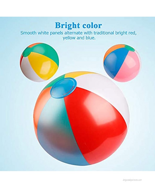 Coogam Inflatable Beach Ball Classic Rainbow Color Birthday Pool Party Favors Summer Water Toy Fun Play Beachball Game for Kid Boys Girls 8 to 12 Inches from Inflated to Deflated 10 PCS