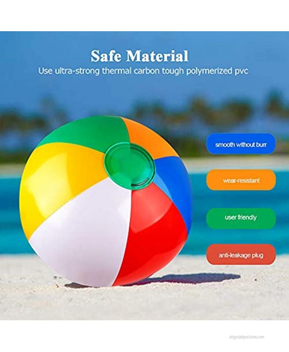 Coogam Inflatable Beach Ball Classic Rainbow Color Birthday Pool Party Favors Summer Water Toy Fun Play Beachball Game for Kid Boys Girls 8 to 12 Inches from Inflated to Deflated 10 PCS