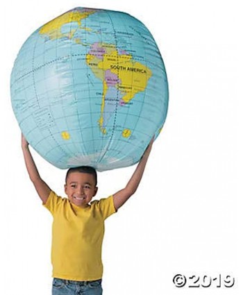 Giant Globe Beachball Large 40 inch Size Earthday Classroom Learning and Pool Toys for Kids
