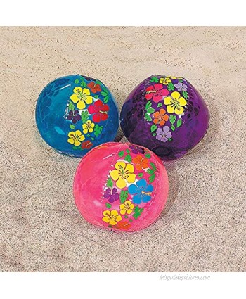 Hibiscus Print Beach Balls Set of 12 Pool Toys and Party Favors