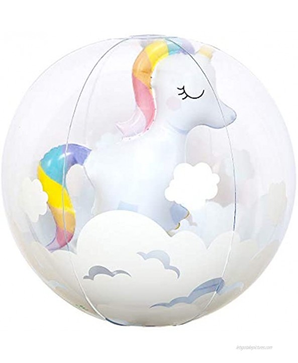 Inflatable 3D Unicorn Beach Ball for Kids Fun Summer Pool