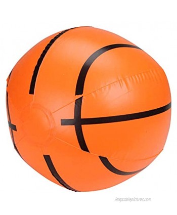 Inflatable Orange and Black 6-Panel Beach Basketball Swimming Pool Toy 16-Inch