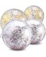 JETTINGBUY 4 Pieces Glitter Beach Balls Sequin Pool Toys Balls Confetti Transparent Beach Balls for Swimming Pool Beach Party Decoration 2 Sizes 2 Colors