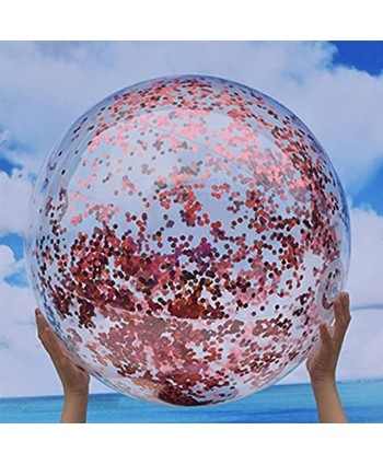 NUZYZ Inflatable Beach Ball-Glitter Beach Ball 24inch Confetti Beach Ball Pool Summer Party,Enjoyable Interactive Toy