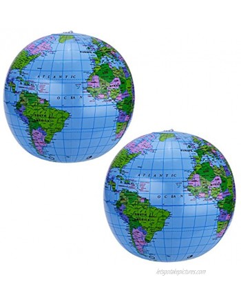 Pangda 2 Pack 16 Inches Inflatable Globe Blow up World Globe Beach Ball Globe for Party Bags PVC Material