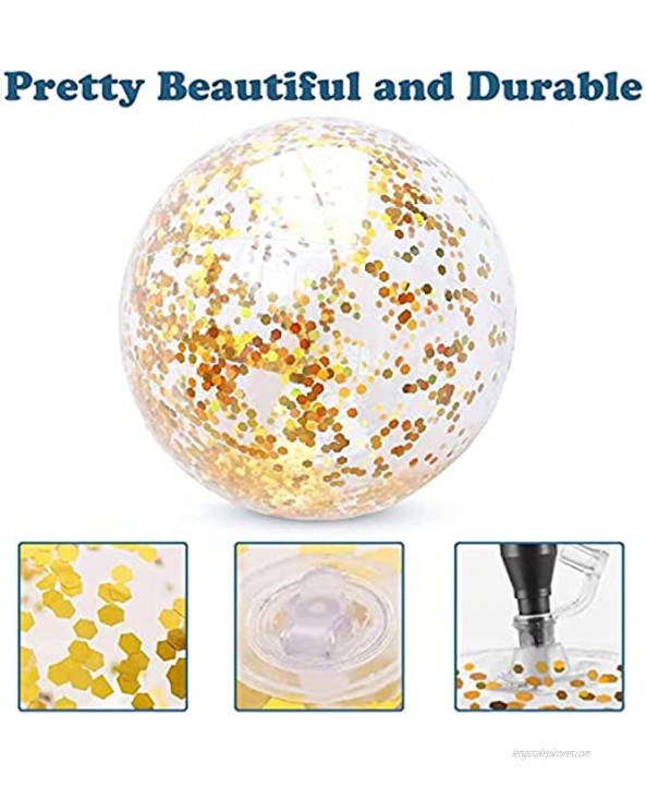 Sequin Beach Ball Jumbo Pool Toys Balls Giant Glitter Inflatable Clear Beach Ball Swimming Pool Water Beach Toys Outdoor Summer Party Favors for Kids Adults