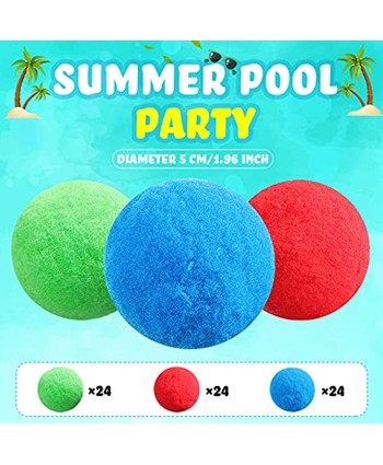 Yunlly 72 Pieces Reusable Water Ball Splash Pool Water Balls Absorbent Water Fight Balls Little Water Pool Ball for Beach Pool Activities Outdoors Summer Red Blue Green