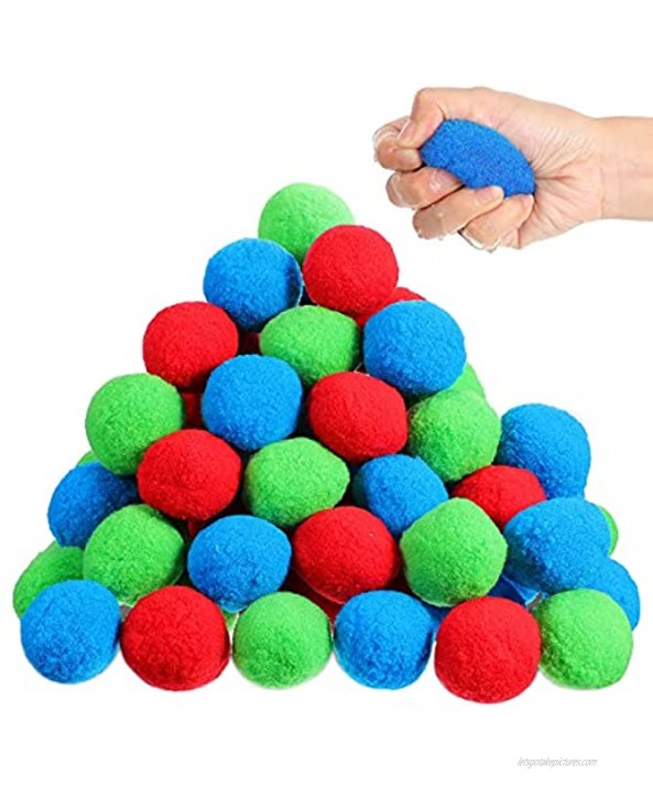 Yunlly 72 Pieces Reusable Water Ball Splash Pool Water Balls Absorbent Water Fight Balls Little Water Pool Ball for Beach Pool Activities Outdoors Summer Red Blue Green