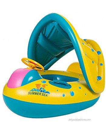 2021 Upgraded Inflatable Kids Swimming Ring Toddler Awning Swimming Boat,Baby Pool Float with Canopy Sun Protection with Swimming Seat,Cute Boat Summer Beach Outdoor Play