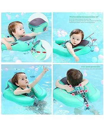 Baby Floats for Pool with Canopy Removable UPF 50+ UV Sun Protection Canopy，Mambobaby Float Non Inflatable Upgrade Soft Waterproof Skin-Friendly Leather Material Infant Swim Float 3-24 Months