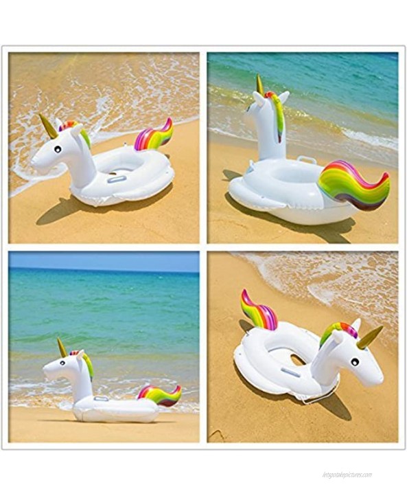 Baby Pool Float Unicorn Toddlers Floaties Infant Inflatable Swimming Ring with Handles for Kids Aged 1-6 Years