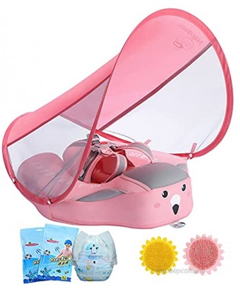 Baby Pool Float with Canopy Non Inflatable Mambobaby Float UPF 50+ UV Sun Protection Canopy Baby Floats for Pool