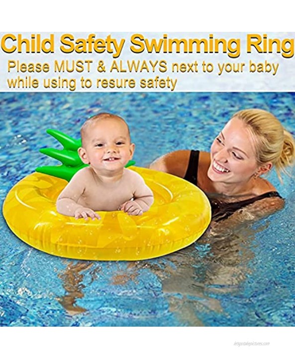 Baby Swimming Float Inflatable Baby Pool Floats with Safety Seat Double Airbag Swim Rings for Infant Toddlers Baby Floats for Pool Baby Swim Pool Float Pineapple Baby Floatie for Toddler 8-36 Months