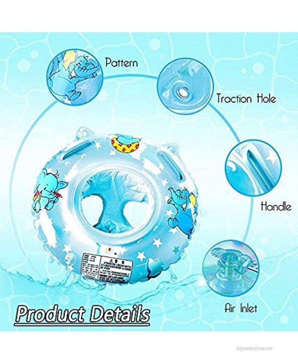 Baby Swimming Float Inflatable Swimming Ring with Float Seat Pool Floats Toys Bathing Accessories Suitable for 6-36Months Children Kids Infants and Toddlers Blue