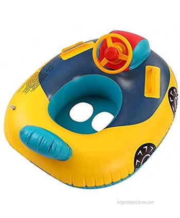 Baby Swimming Pool Float Cute Car Design Kids Toddler Inflatable Summer Beach Floatie Boat Swim Tube Ring with Handles Safety Seat Pool Lake Air Bed Floating Mattress Raft Lounge for Girls Boys 1-5Y