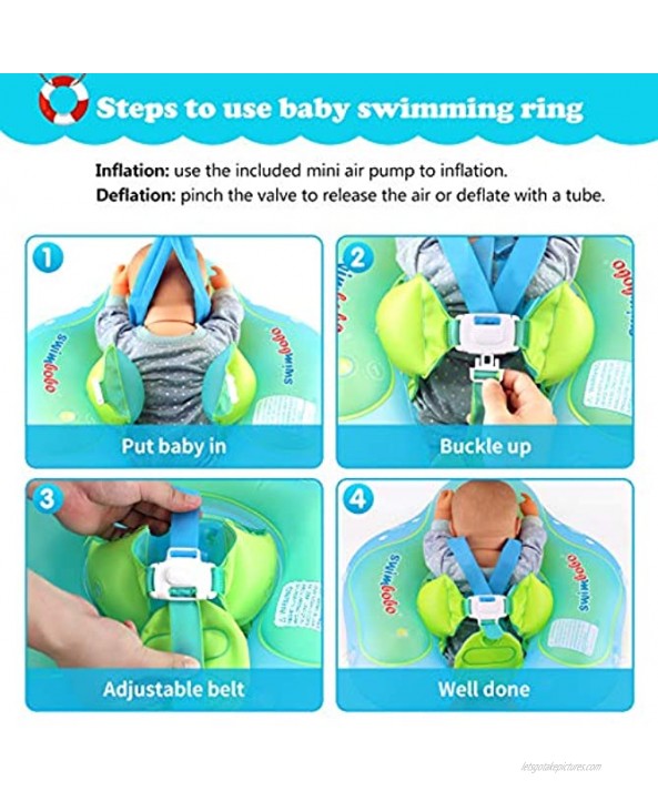 Baby Swimming Pool Float with Sun Canopy Anti-Flip Inflatable Baby Float with Safe Bottom Support and Adjustable Canopy Infant Pool Floats for The Age of 3-24 Months