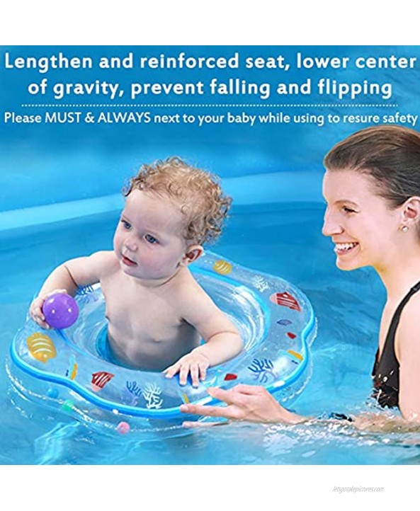 Baby Swimming Ring Floats with Safety Seat Double Airbag Swim Rings for Babies Kids Swimming Float Baby Floats for Pool Swim Training Aid Kids PVC Pool Floats for Toddlers of 6-12 Months Blue