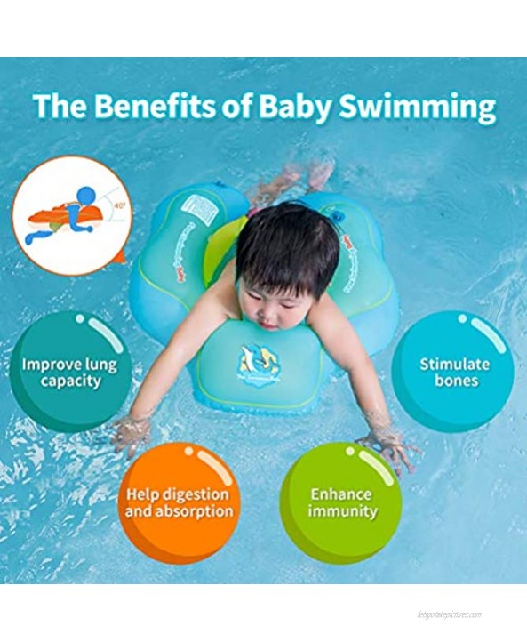 Free Swimming Baby Inflatable Baby Swimming Pool Float with Sun Protection Canopy Blue L