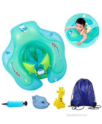 Infant Pool Float with Bottom Support Safty Crotch Strap U-Shape Underarm Swim Trainer Infants Floats Bathtub and Pool Ring for Kids Aged of 3 12 Months