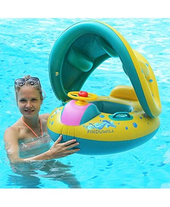 Inflatable Baby Float-Pool Swimming Ring with Sun Canopy with Inflator Pump,Waterproof Carry Bag